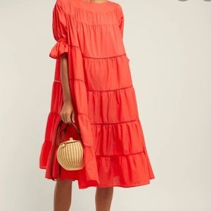 Merlette Paradis red tiered cotton dress